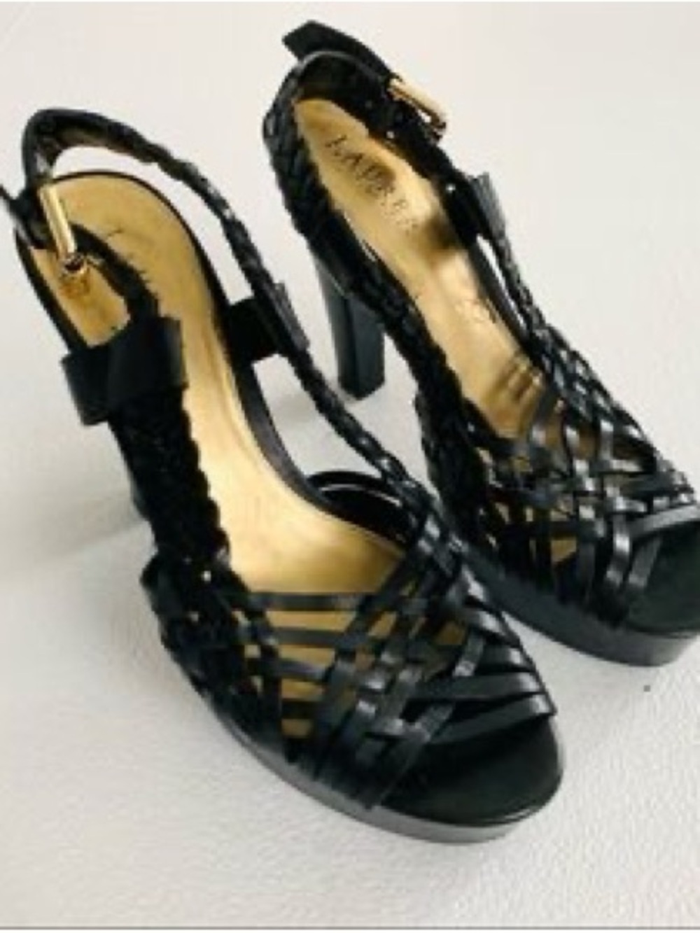 Lauren Ralph Lauren Black Woven Slingback Heels